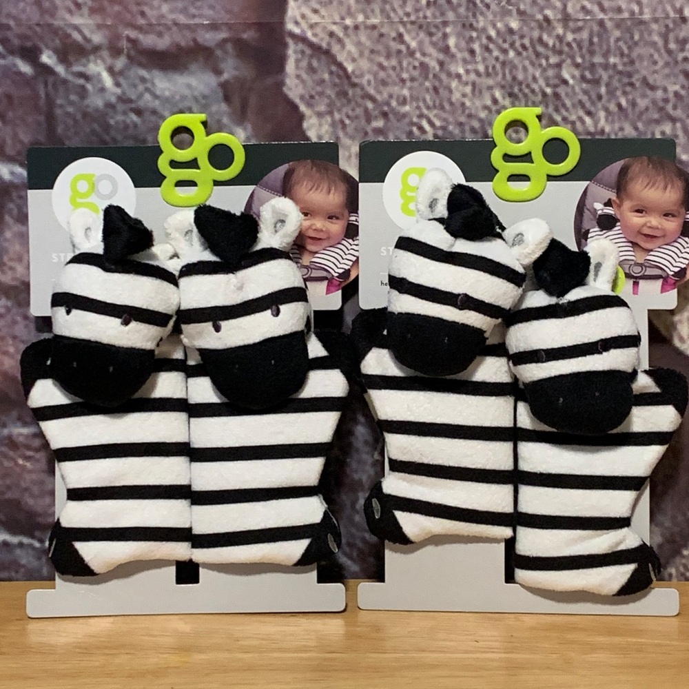 GO Baby Zebra Strap Seat Belt Pads Covers 2 Pair